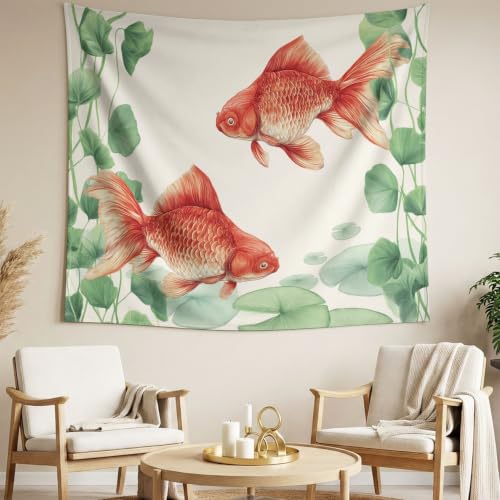 Tenture murale carpe koi et lotus pour créer un salon zen et esthétique
