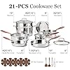 CAROTE 21pcs Tri-Ply Stainless Steel Cookware Set, Pots and Pans Set, Non Toxic Induction Kitchen Cooking Sets, Cookware Collection, Mirror Polish, Gold #1