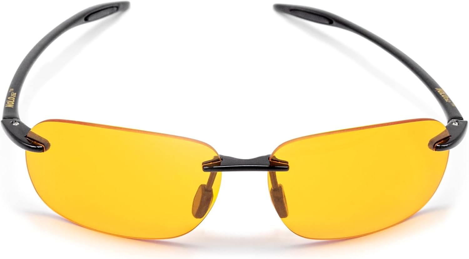 Night Driving Glasses for Low Light | Sport Sunglasses for Men and Women with High Contrast Lenses | ALK Shiny Black Orange Rimless Glasses | Sunglasses Includes Travel Kit with Accessories