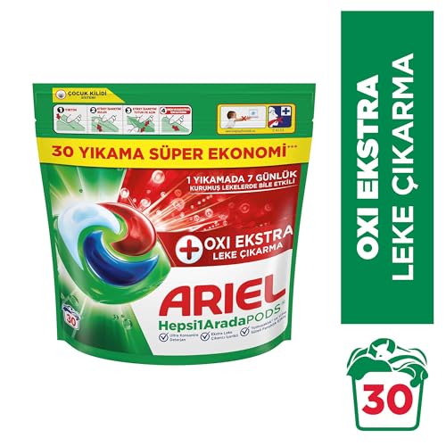 Image of Ariel All-in-One PODS Oxi Extra Stain Removal Washing Capsule Laundry Detergent for Whites and Colors, 30 Washes Colors (Imported)