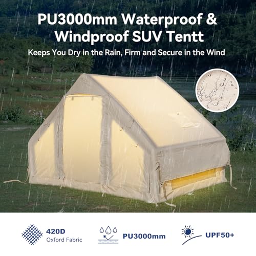 Carpa inflable para camping 4 personas color beige miniatura 5