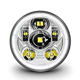 TRUE MODS 5.75' Harley LED Headlight for Harley Davidson [Chrome-Finish] [HALO DRL] [DOT Compliant] Round LED Motorcycle Headlight Dyna Street Bob Super Wide Glide Low Rider Night Rod Train Softail