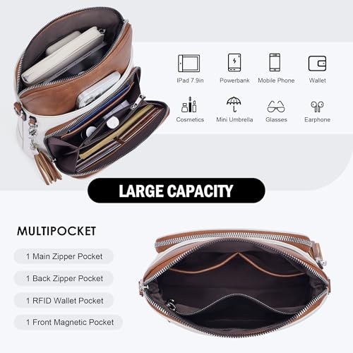 Roulens Crossbody Purse for Women Vegan Leather Medium Crossbody Wallet Bag for Travel Women Shoulder Handbags with Tassel - Image 6