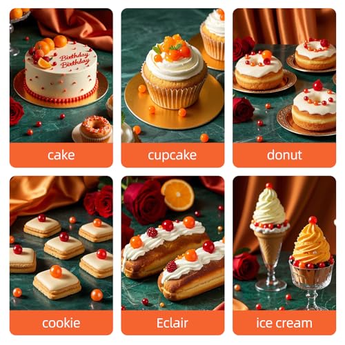 Image of Edible Orange Pearls Sprinkles,130g,Edible Pearl Sugar Sprinkles,Mix Size,Baking Cake Decorations,Pastel Decorating,Cupcake Toppers,Cookie Decorating Donuts Ice Cream Toppings,Wedding Party Supplies