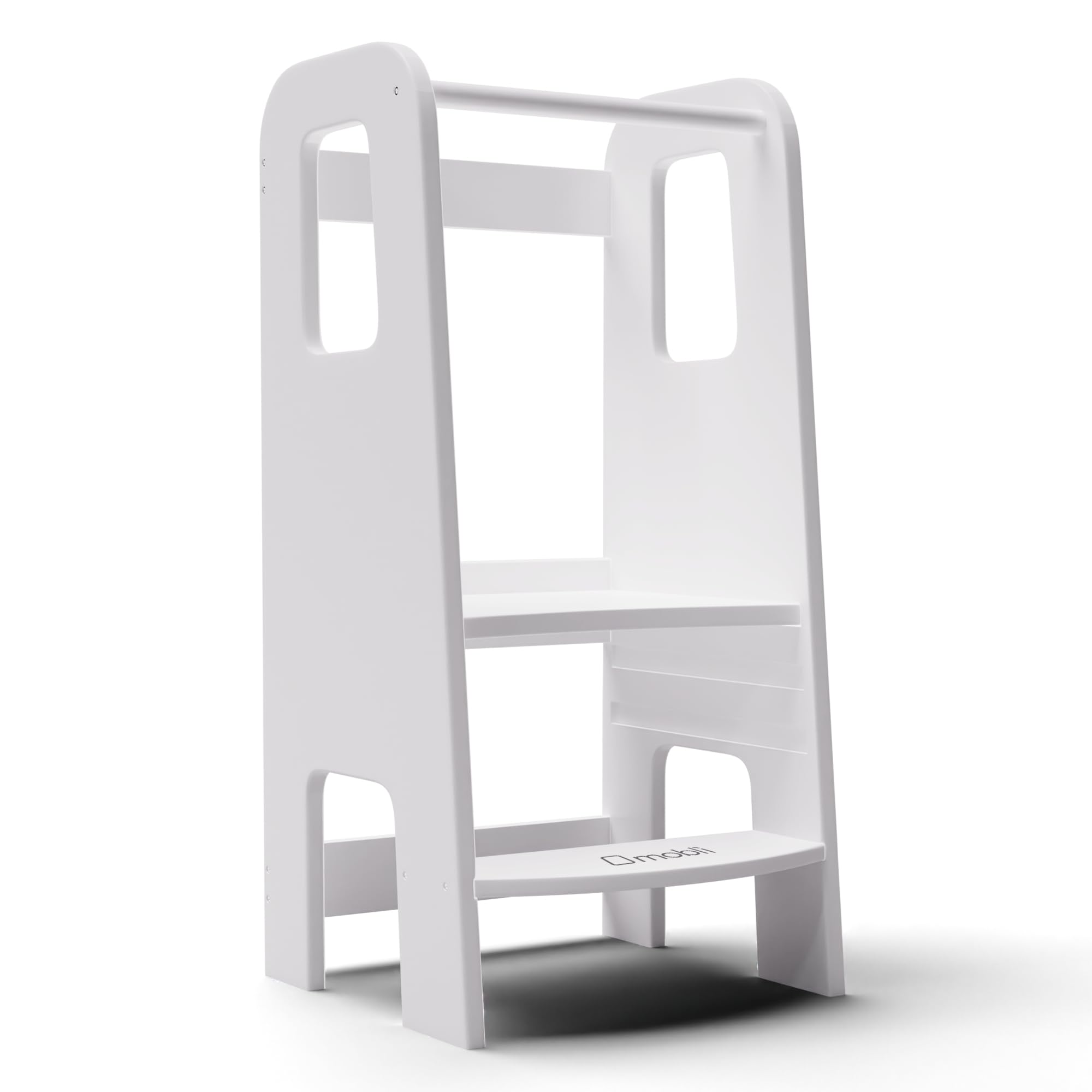 Moblì White Mobli Montessori Learning Tower, Toddler Step Stool Fosters Independence, Safe Toddler Helper Stand, Easy To Move, Adjustable Steps For Kitchen, Bathroom, Bedroom