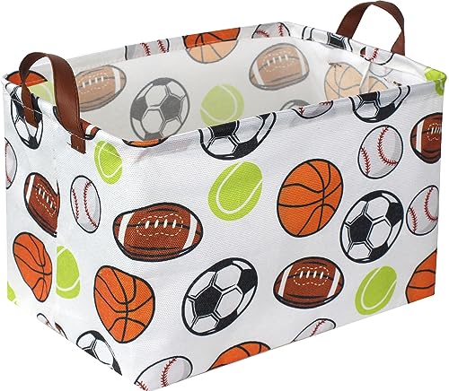 Image of Rectangular Basketball Baskets,Football Basket Organizer.Baseball Basket with Handles.Basketball Bins,Clothers,Books,Kid's Gifts Storage. (Ball)