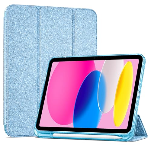 ProCase for 2025 New iPad (A16) 11th Generation 11 Inch/10th Generation 10.9 Inch 2022 Case with Pencil Holder, Hybrid iPad 11 10 Case with Clear Back, Supports Auto Wake/Sleep -Glitterblue by ProCase - Used condition - CA$9.82