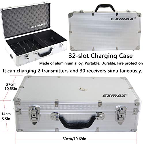 Sistema Inalámbrico para Guías Turísticos EXMAX EXD-6688 de 2.4 GHz con 2 Transmisores y 20 Receptores, Estuche de Carga de 32 Ranuras para Conferencias, Iglesias y Traducción Simultánea miniatura 2