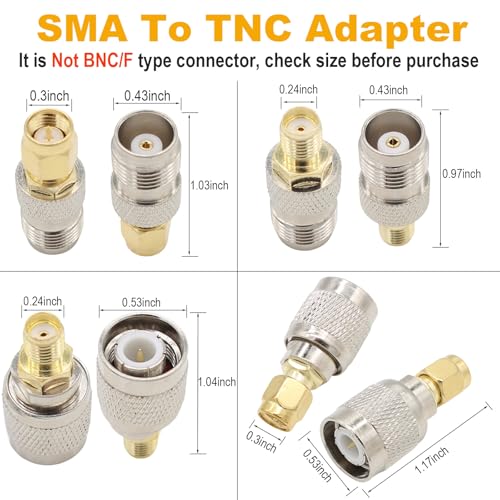 Kit Adaptadores RF Coaxial SMA a TNC, 4 unidades miniatura 2