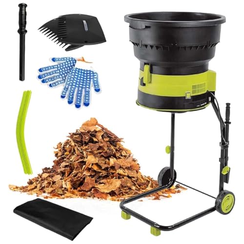 LYNNEYING Tritafoglie Senza Lame,Biotrituratore Elettrico 2500W 8000RPM,Rapporto Riduzione 17:1,Tramoggia 54cm,Gran Granulometria Regolabile,Sacco Raccolta,per Giardinaggio e Compost(Powercord*40m)