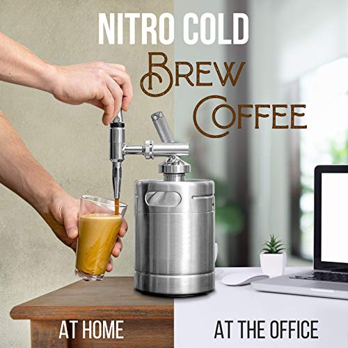 Nitro Cold Brew Coffee Maker - Home Brew Coffee Keg, Nitrogen Coffee Machine Dispenser System w/ Pressure Relieving Valve Kit