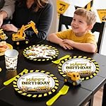 287Pcs Construction Birthday Party Supplies, 25 Construction Theme Tableware, All-in-1 Pack Includes Backdrop Tablecloth Balloon Boxes Balloon Kit for Construction Birthday Decorations - Image 5