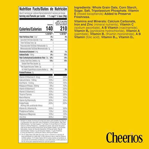 Image of Cheerios, Heart Healthy Gluten Free Breakfast Cereal, Large Size, 12 oz