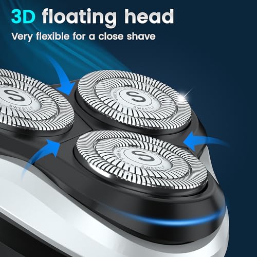 Image of SweetLF Electric Razor for Men with Pop-Up Trimmer, 100% Waterproof Electric Shaver, Rechargeable Cordless Shavers for Men, Type-C, 120Mins Runtime, Plug & Play (Dark Blue) (Blue&Silver)