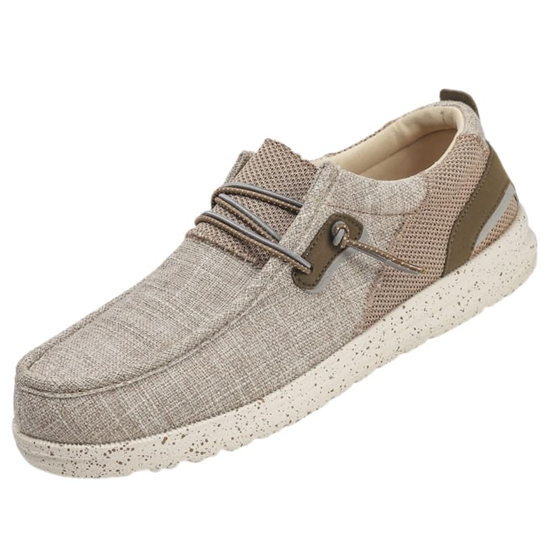 Men's large-sized casual loafers, comfortable and anti-slip slip-on breathable sports shoes, loose-fit canvas upper, spring and summer style, suitable for driving, outdoor hiking and other activities.