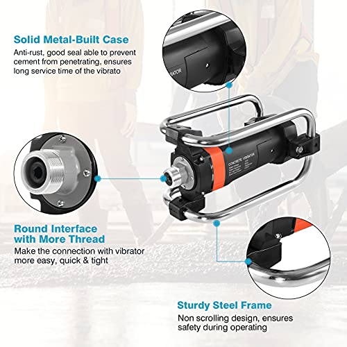 Ironwalls Power Concrete Vibrators Hand Held, 1500W 18,000Rpm 2Hp Portable Electric Concrete Vibrator Construction Insertion Vibrator With 14-3/4Ft Flexible Shaft, Commercial Concrete Tools #TOP3
