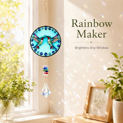 Stained Glass Hummingbird Crystal Suncatcher – Colorful Rainbow Maker for Home, Garden & Patio, Window Hanging Ornament, Gift for Mom & Friends — view 5