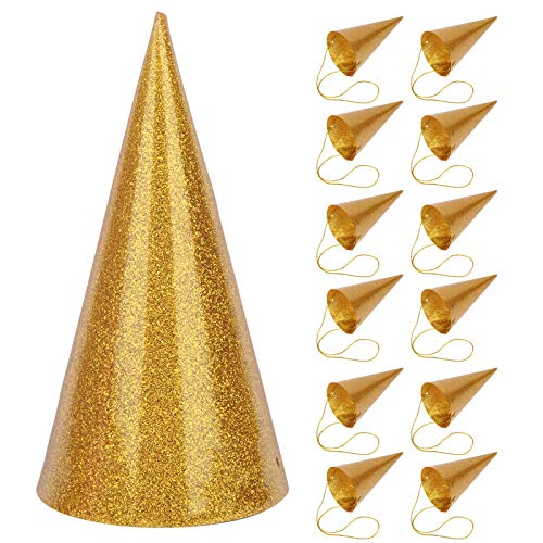 YOUTHINK Bébé fête d'anniversaire chapeaux cône or paillettes étincelle paillettes fête chapeau drôle enfants fête couronne fête chapeau décoration fournitures(or) Cover