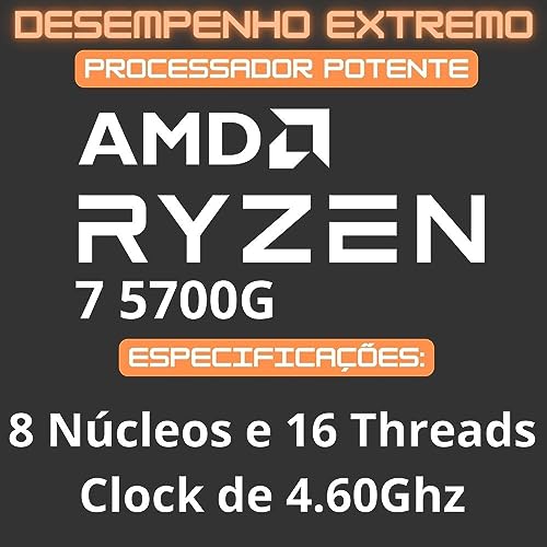 PC Gamer Completo AMD Ryzen 7 5700G, Gráficos Radeon VEGA 8, 16GB DDR4, SSD NVMe 512GB, Fonte 600W 8