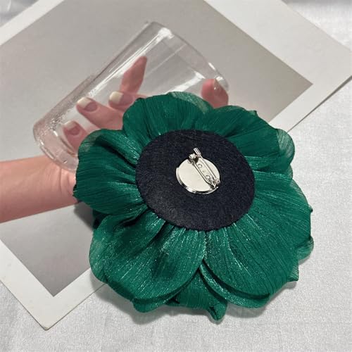Image of Flash Camellia Flower Brooch Pin for Women Men Elegant Texture Fabric Dahlia Rose Floral Brooches Lapel Pins Dainty Wedding Holiday Party Costume Dress Accessories Jewelry