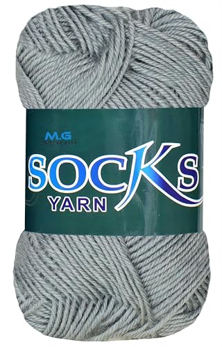 Image of M.G ENTERPRISE Premium Socks high Strength Nylon Yarn Suitable for Socks, Accessories, and Home Decor. Steel Grey 100 GMS-QI Art-ABDD
