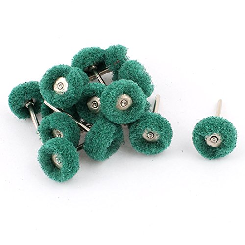Aexit 15 Pcs Abrasives Green Nylon 22mm x 10mm Straight Metal Drill Hole Polishing Brush Wheel Model:77as318qo663
