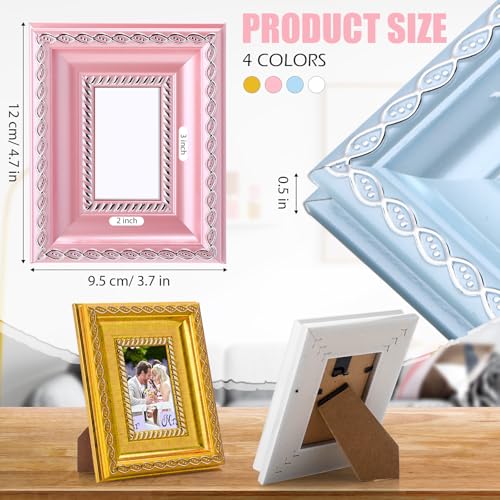 Image of 12 Pcs 2 x 3 Inch Small Colorful Picture Frames Bulk Mini Vintage Antique Ornate Retro Baroque Photo Frames with Backboard for Wall Hanging Tabletop Home Decor Wedding Christmas Display