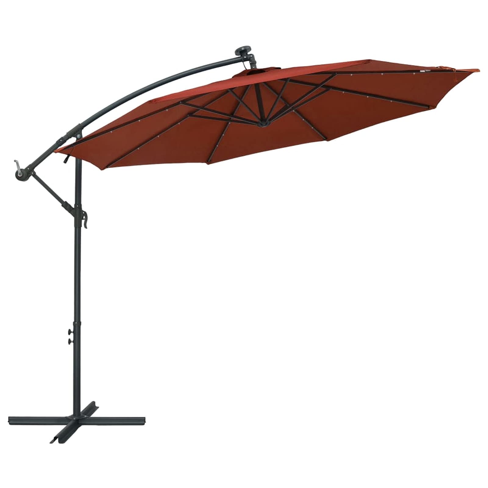 Tidyard Parasol Excéntrico Sombrilla Voladiza Parasole para Terraza Jardín Playa Balcón Piscina Patio Sombrilla voladiza con Luces LED y Palo de Acero Terracota