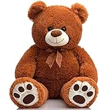 HollyHOME Teddy Bear Stuffed Animal Plush Giant Teddy Bears with Footprints Big Bear 36 inch Brown