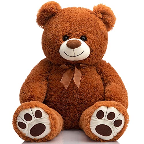 HollyHOME Teddy Bear Stuffed Animal Plush Giant Teddy Bears with Footprints Big Bear 36 inch Brown