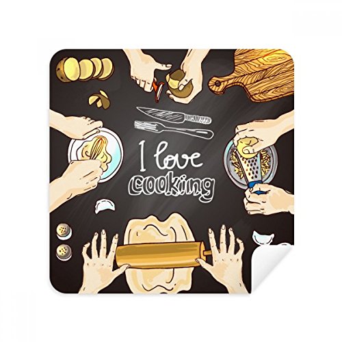 Chiffon Lunettes J'aime la Cuisine Essuie-Écran Téléphone en Suédine pour la Maison 2Pcs