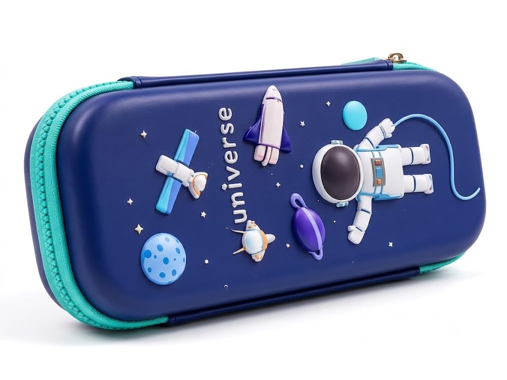 Umadiya 3D Cover Eva Space Astronaut Theme Pencil Case Large Capacity Pencil Pouch Bag Compass School Pouch Organizer For Students Kids Stylish Pen Holder Pouch Stationery Box - Canvas, Multicolor-image-26