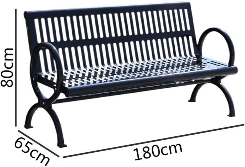 bancas de Patio Exterior Stainless Steel Backrest Outdoor Bench Multiperson Park Bench 1.5/1.8 Meters(Large)