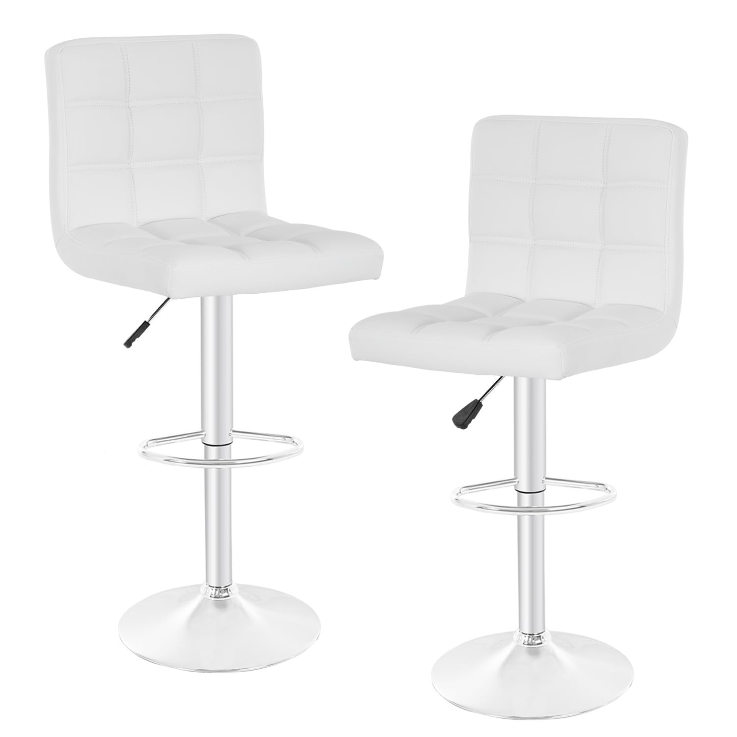 PayLessHere Modern Bar Stools Height Adjustable Swivel Kitchen Stools Set of 2 Stylish Comfortable and Versatile Bar Chairs (White)