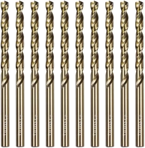 10Pcs Cobalt Drill Bits 5mm M35 Cobalt Metal Drill Bit Set Twist Jobber Length Drill Bit for Stainless Steel and Metal 0.197"