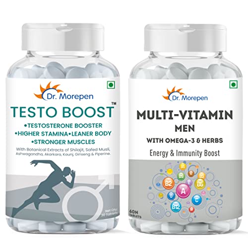 DR. MOREPEN Multivitamins For Men With Omega 3 & Herbs | Energy & Immunity Booster Supplement – 60 Veg Tablets (Multivitamin Men & Testo boost) DR. MOREPEN Multivitamins For Men With Omega 3 & Herbs | Energy & Immunity Booster Supplement – 60 Veg Tablets (Multivitamin Men & Testo boost)