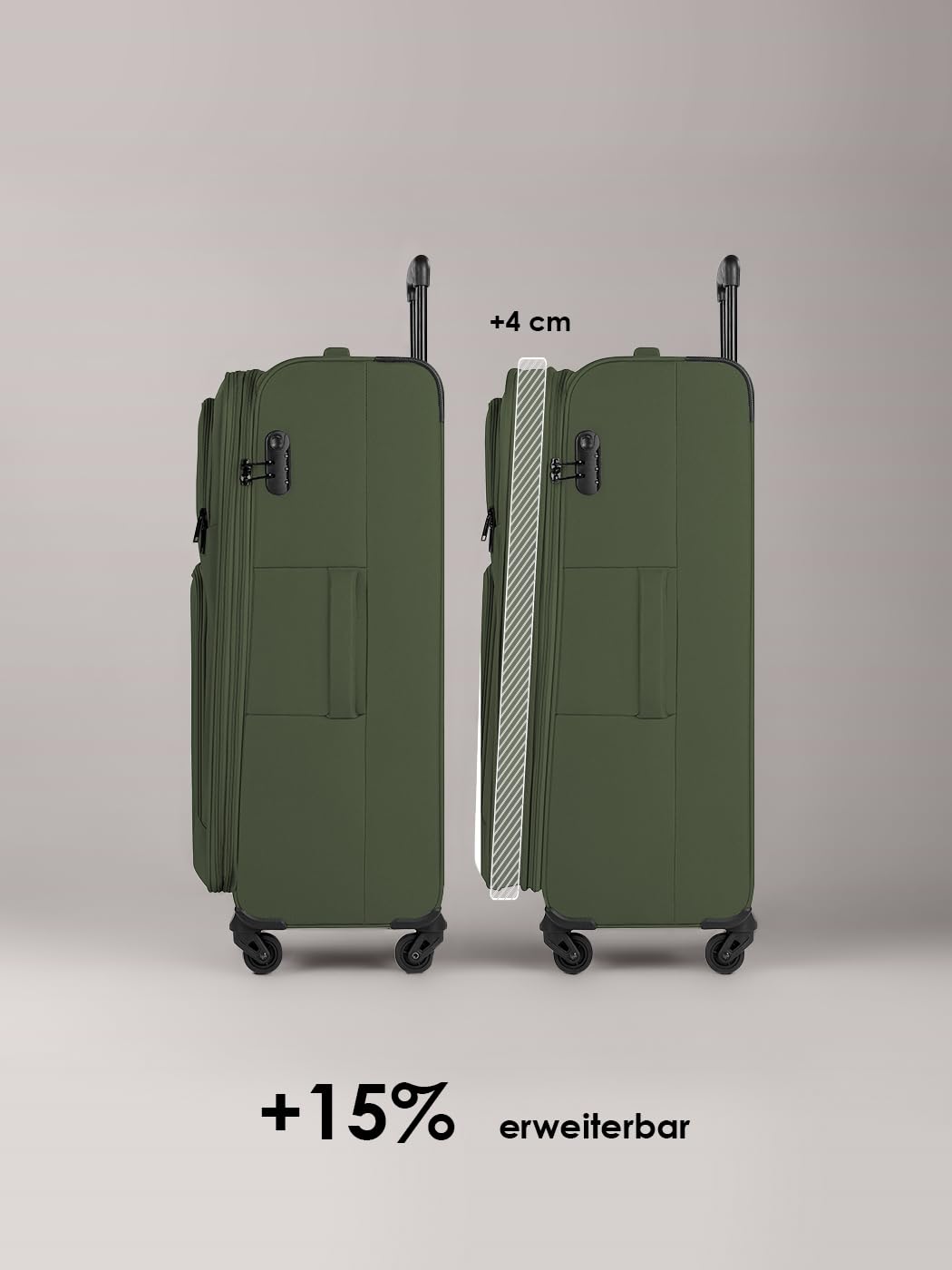 SMARTBOX Weichgepäck Koffer-Set 3-teilig für Damen & Herren | leichte & stabile Reise-Trolleys, hochwertiges Softcase, 4 Rollen & Zahlenschloss |erweiterbar mit Dehnfalten (Edition 04)