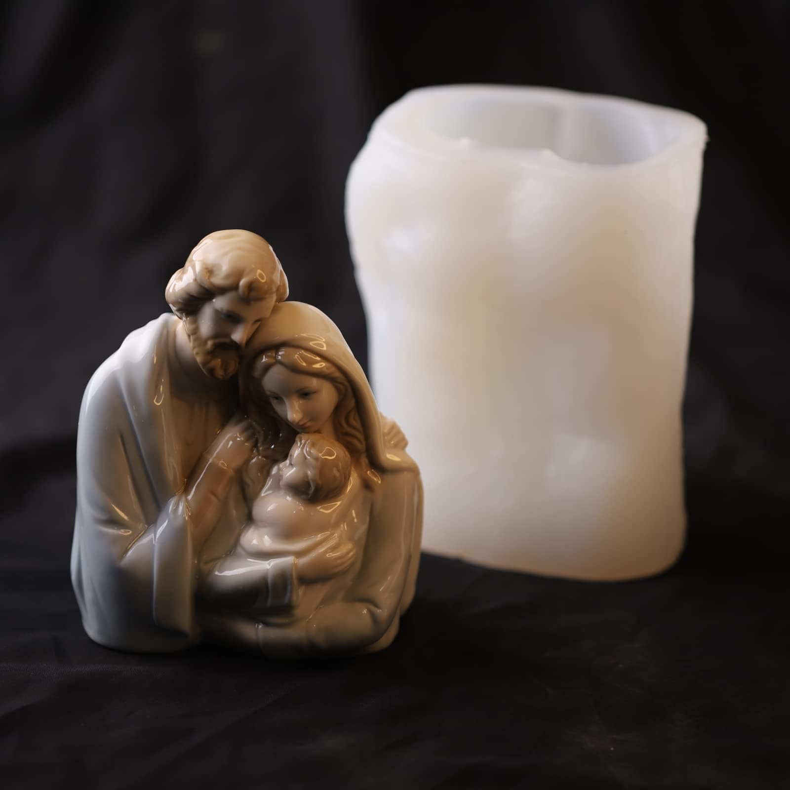 5 Inch Nativity Scene Baby Jesus Family Candle Resin Mold - Resin Casting Silicone Molds for Home Decor & Candle Making Wave Spiral Mold