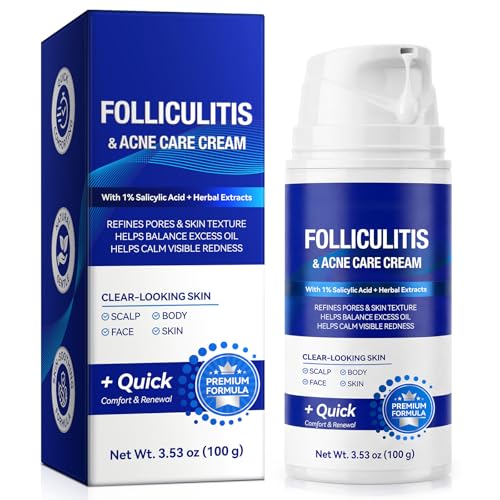 Folliculitis Cream 100g Multi-Purpose Cream for Oily & Blemish-Prone Skin Gentle Herbal Care for Smooth Calm the Look of Redness help reduce excess oil appearance Suitable for Scalp Face & Body