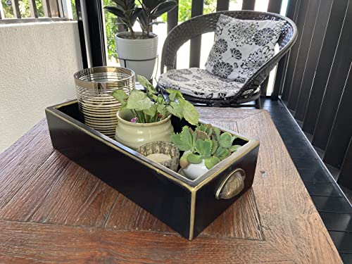 Brighton Living Black & Gold Wood Bathroom Decorative Storage Mason Jar Box, Toilet Paper Holder, Succulent Garden Planter, Diaper Organizer, Small Wooden Crate Farmhouse Rustic Decor #TOP3