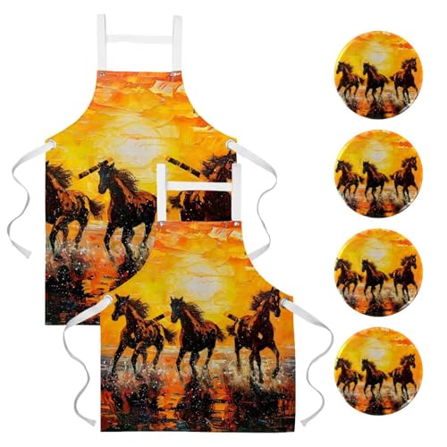 Tablier de cuisine pour pâtisserie et nettoyage lot de 2 avec broches