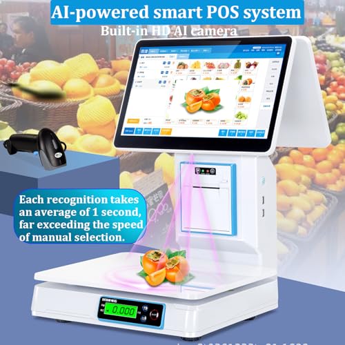 Caja registradora con Sistemas TPV, Caja registradora Inteligente Todo en uno con IA para pequeñas Empresas, con Pantalla táctil de 15,6", cajón de Efectivo, Impresora de 58 mm