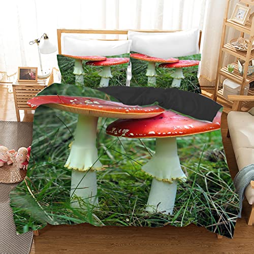 Housse de couette 160x200 champignon vert en microfibres 110g - 2