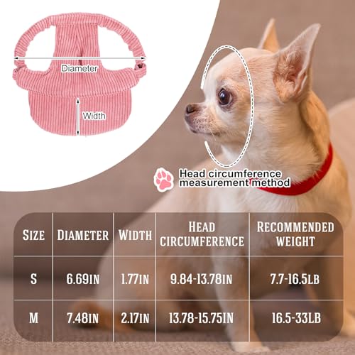Jadive Medium Dog Sun Hat with Ear Holes, Dog Cat Sunglasses with Anti-Slip Silicone Rope Baseball Cap Adjustable Puppy Sunbonnet Headdress Beach Visor Hat for Puppies Summer Outdoor (Pink)