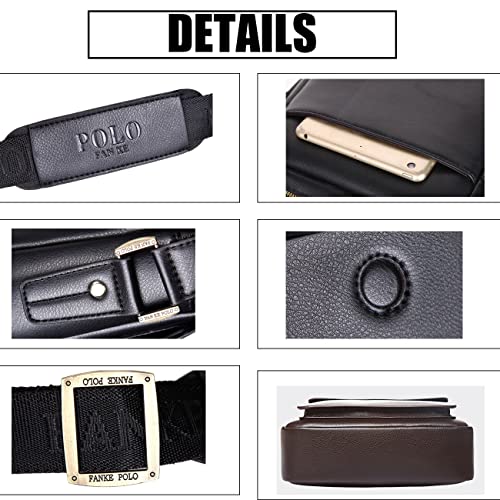 Revahs Men Leather Messenger Bag, Man Shoulder Small Casual Crossbody Bag For Work Business Adjustable Straps (Black-2) #TOP3