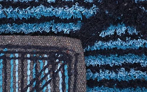 Image of THE HOME TALK Cotton Bathmats | Water Absorbent Runners | Regular Striped Rugs | Floor Mats for Kitchen, Bathroom & Sink | Ultra Soft Mats | Non-Slip Store (Blue Cross, 40x60 CM)