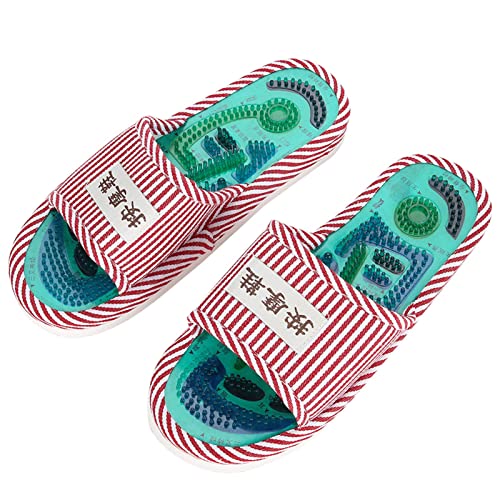 Scarpe per terapia magnetica agopuntura, strumenti per massaggiatore plantare riflessologia plantare, pantofole per massaggio digitopressione scarpe sandali stuoie pantofole per massaggio cura(Rosa)
