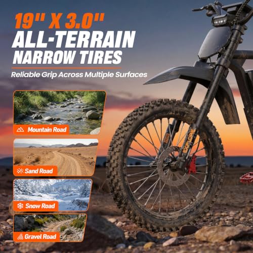Image of 6000W Peak Electric Dirt Bike, 50MPH Off-Road Ebike, 60V Removeable Battery, Dual Suspension, Hydraulic Disc Brakes, UL2849 Certified Electric Bike for Adults & Teens