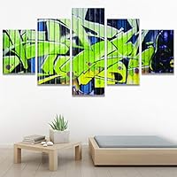 SIGNWIN 5 Panel Canvas Wall Art Modern Art Decorative Decorative Elements Digital Art Multicolor Patterns Urban for Home Decorations Ready to Hang - 60