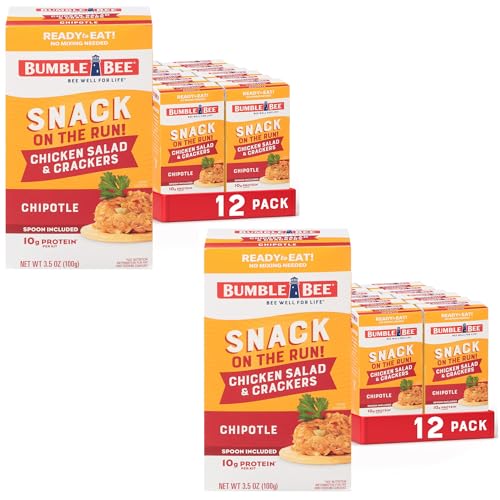 Image of Bumble Bee Snack On The Run Chipotle Chicken Salad with Crackers Kit, 3.5 oz (Case of 12) - Ready to Eat, Spoon Included - Shelf Stable & Convenient Protein Snack (Pack of 2)